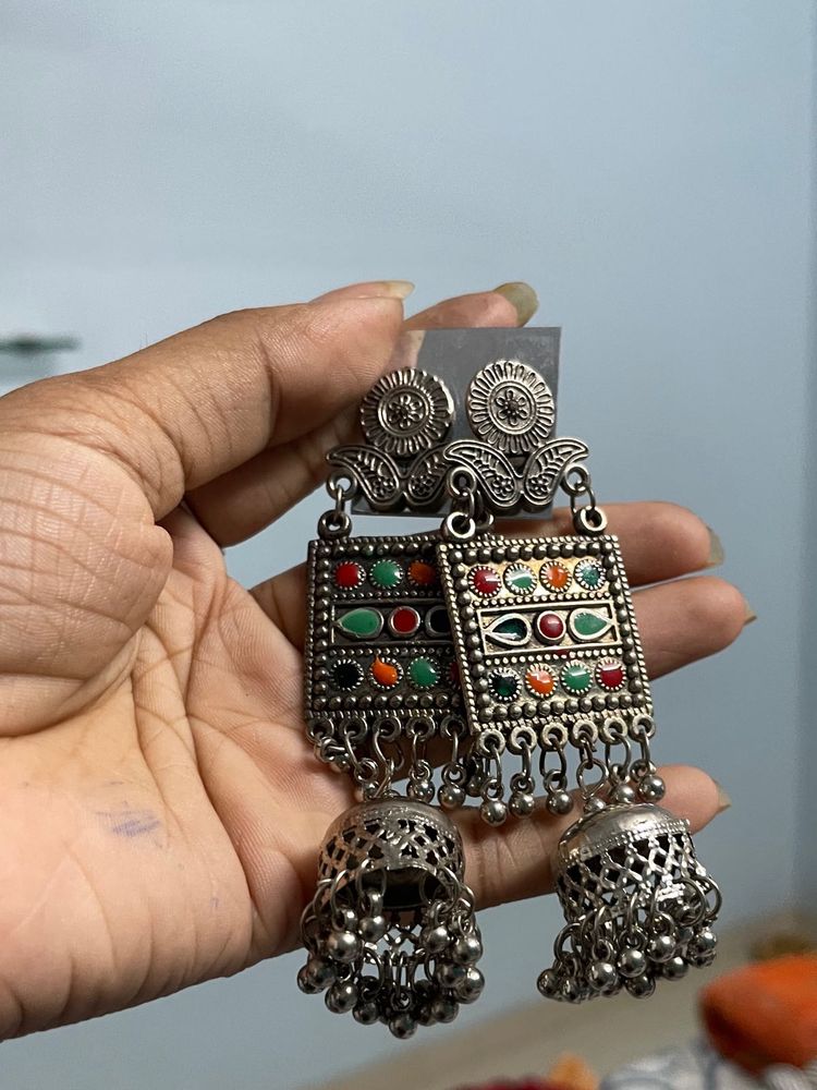 Silver Earrings Jhumka