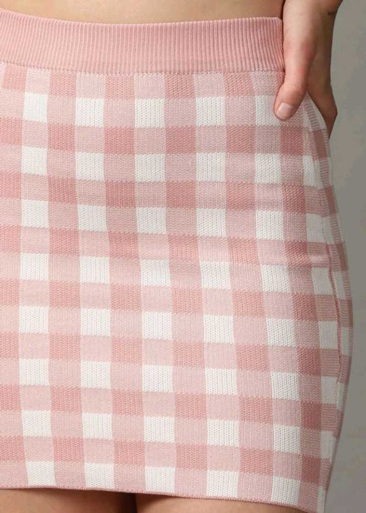 Pink Chequered Skirt