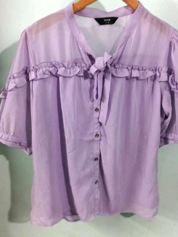 Cute Lilac Ruffle Short Top