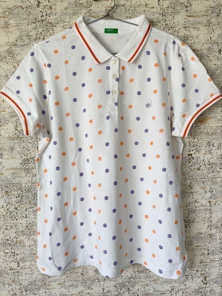 Benetton Polka Dot Polo Shirt
