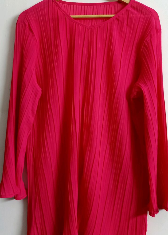 Magenta Pink Pleated Top