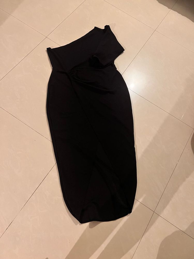 Of Shoulder Black Dress