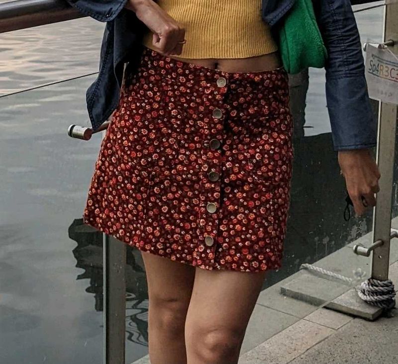 Forever 21 Brown Floral Mini Skirt