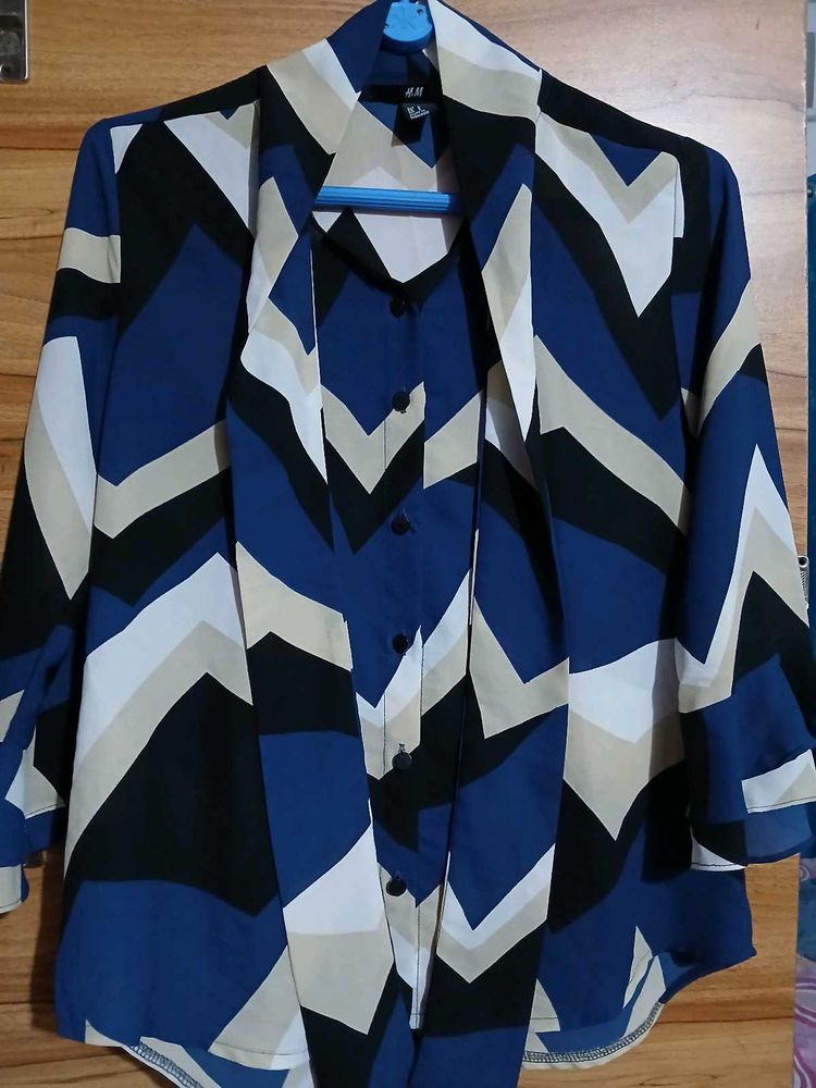 Blue Patterned Blouse