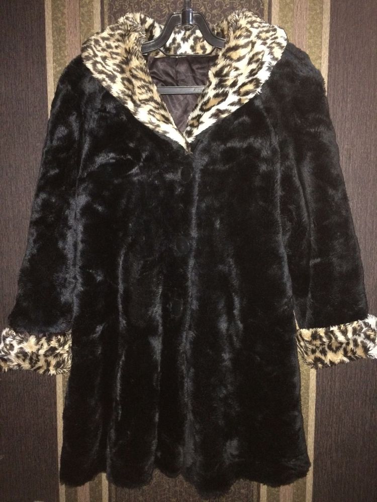 BLACK LEOPARD COAT