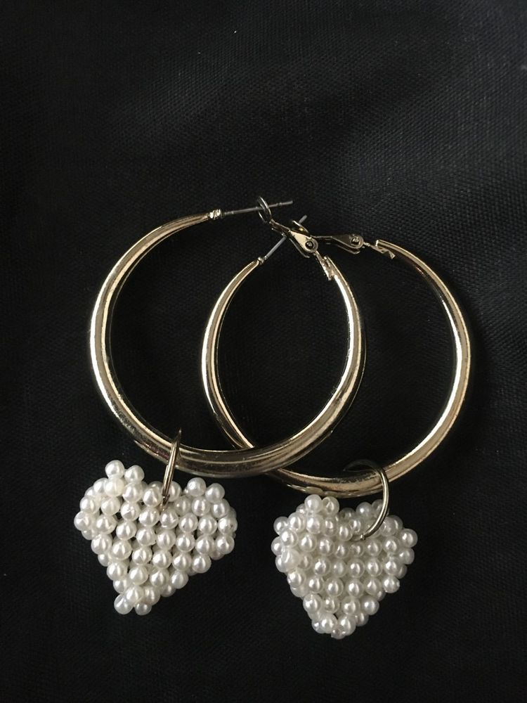 Pearl Heart Hoop Earrings