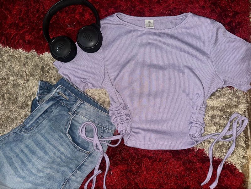 y2k lavender tie crop top