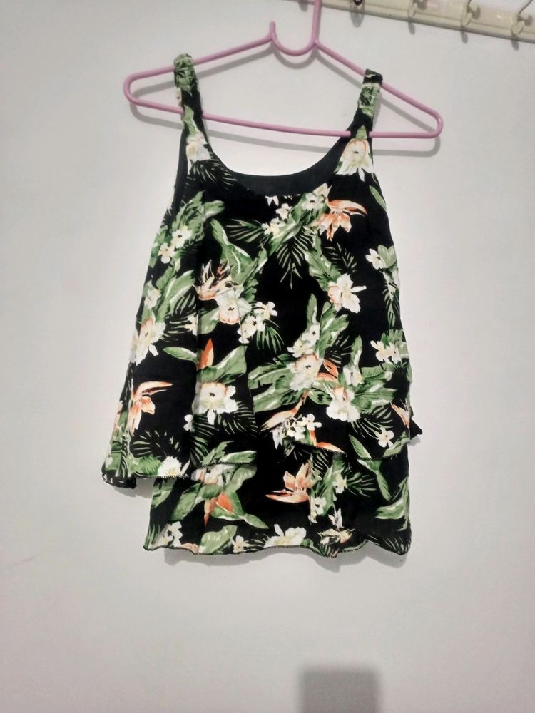 Summer Special New Black Floral Print Top