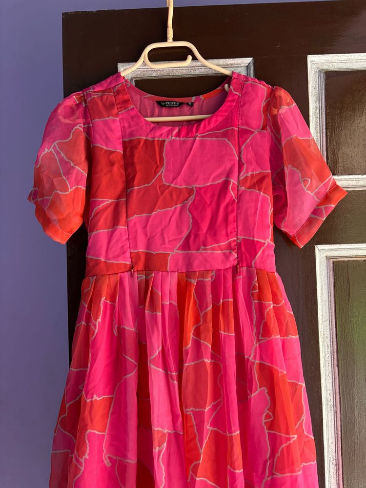 Maternity Floral Pink and Orange Dress