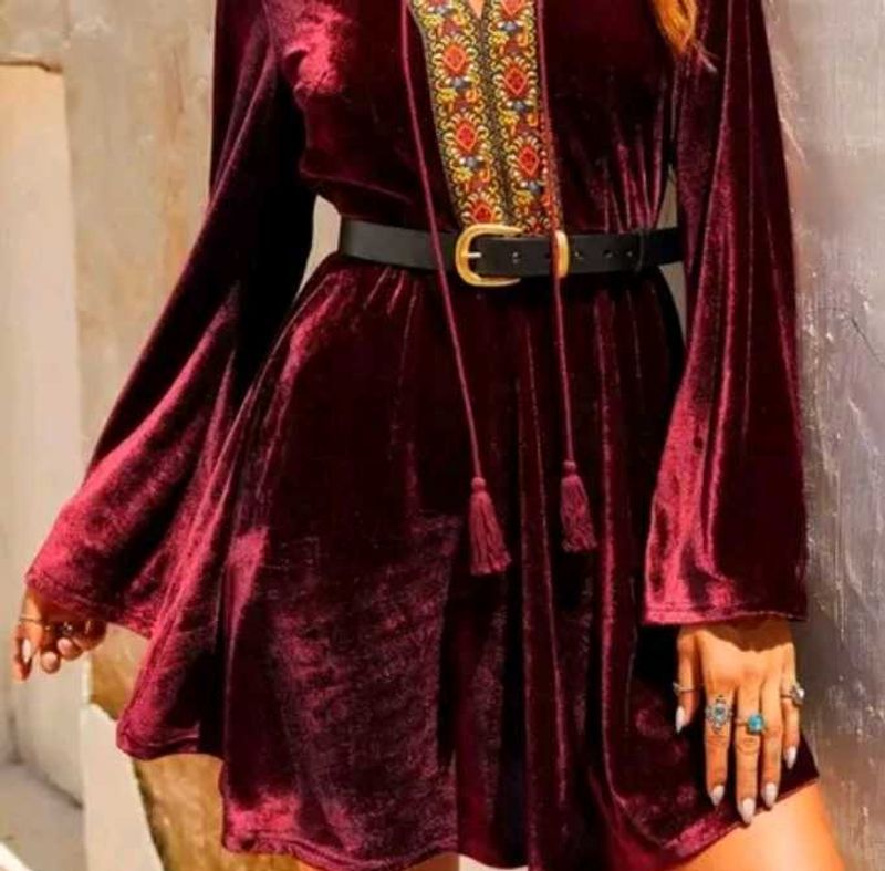 Burgundy Velvet Mini Dress
