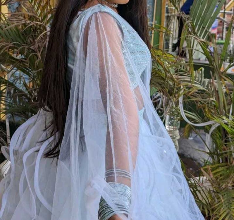 Sea green fril lehenga