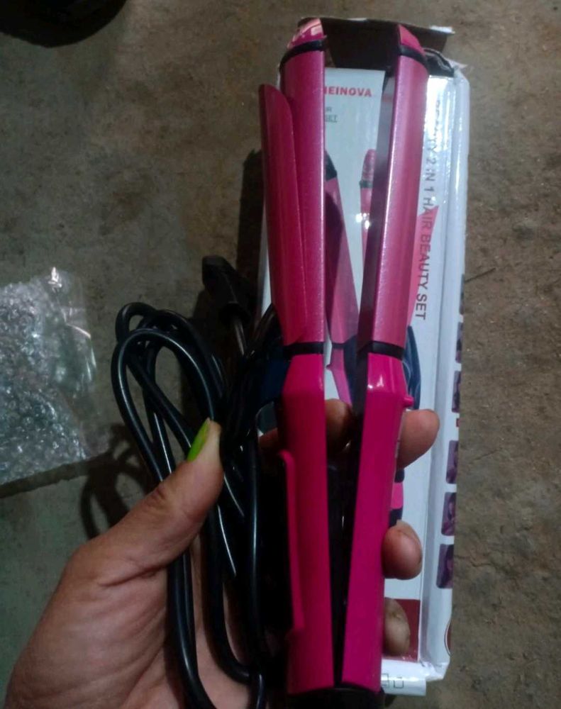 2 in 1 hair straightener and curler(pink)