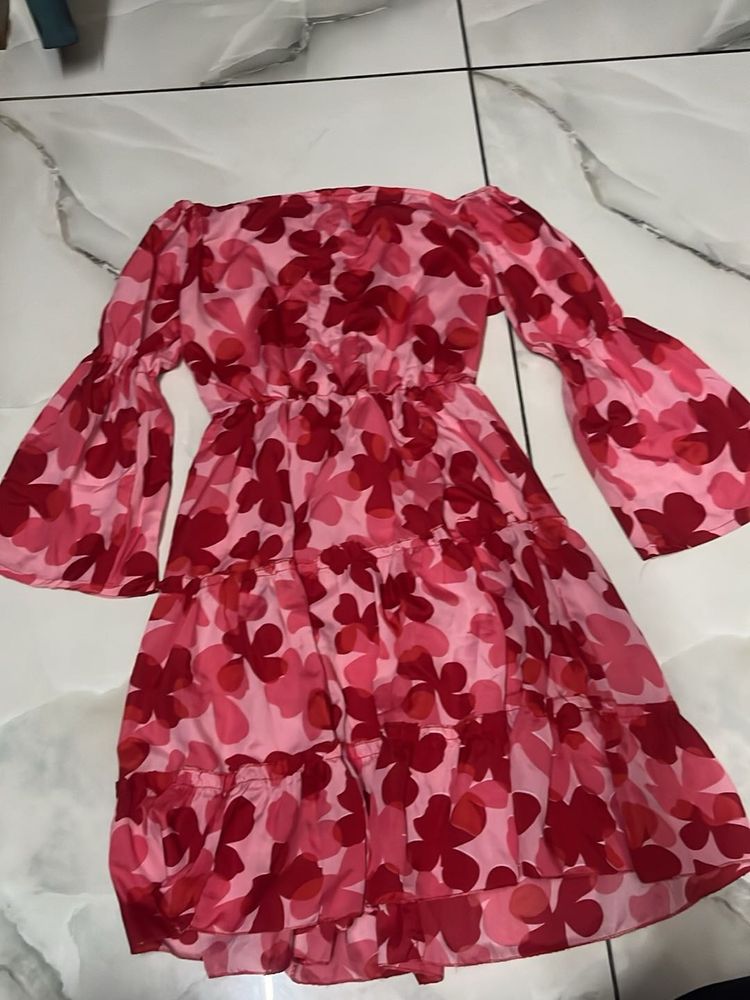 Floral Pink Off Shoulder Dress