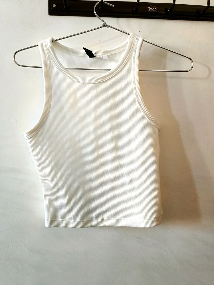 Ribbed White Tank Top