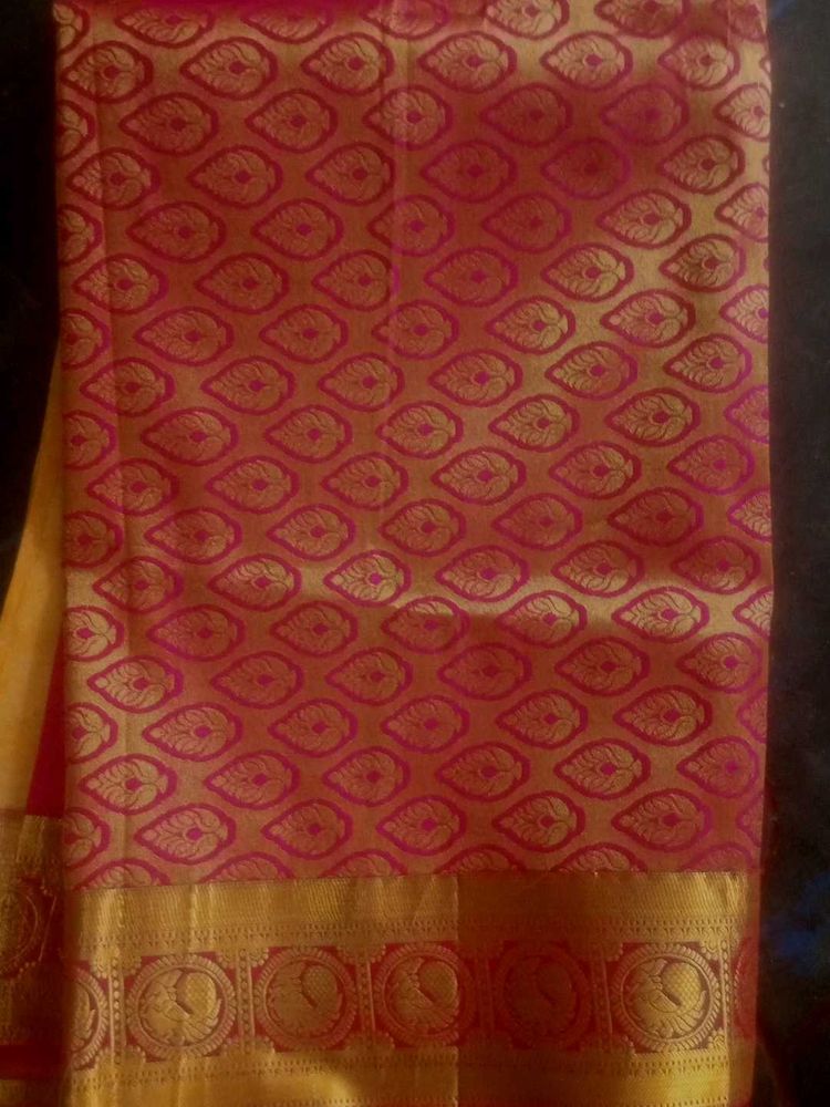 Elegant Pink &amp; Gold Saree