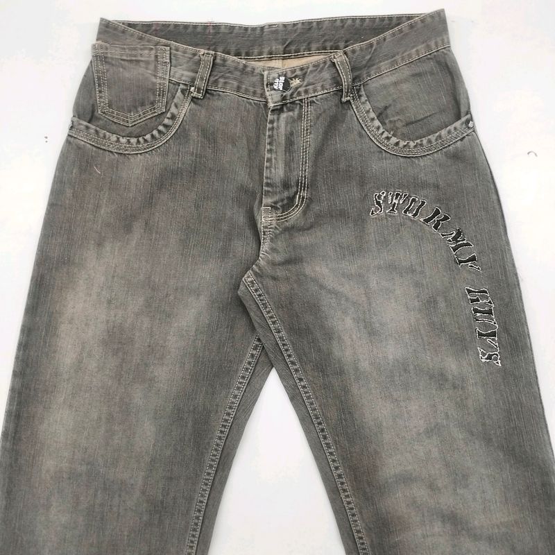 GREY BAGGY FIT JEANS FOR MEN