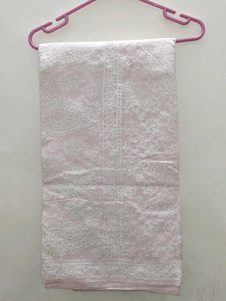 Lucknow Chikankari Handwork Saree – Baby Pink
