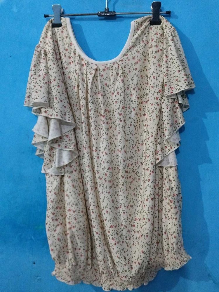 Floral Ruffle Sleeve Top