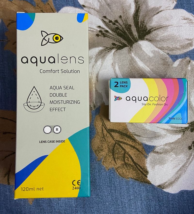 Colored Monthly Lens, Case And Solution