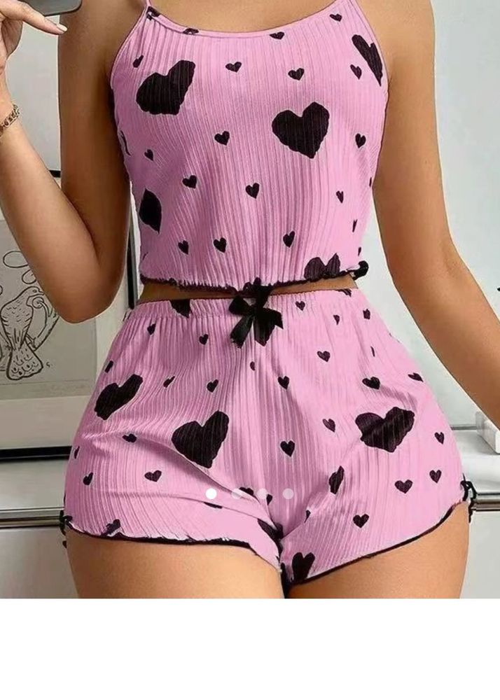 Cute Heart Print Pajama Set