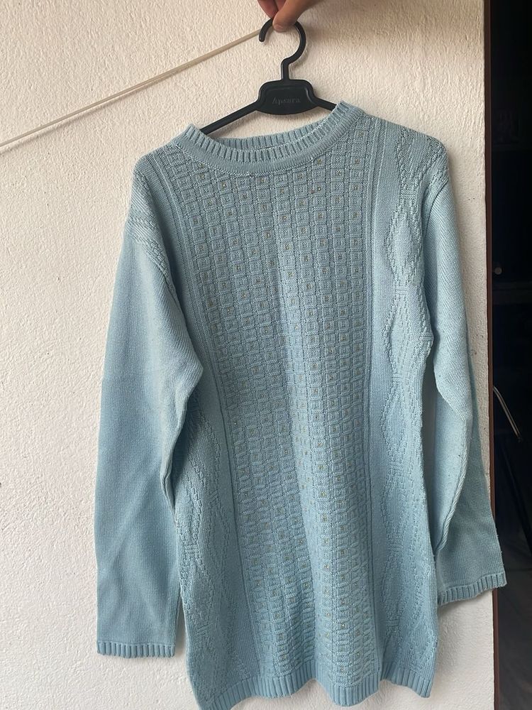 Light Blue Knit Pullover Sweater