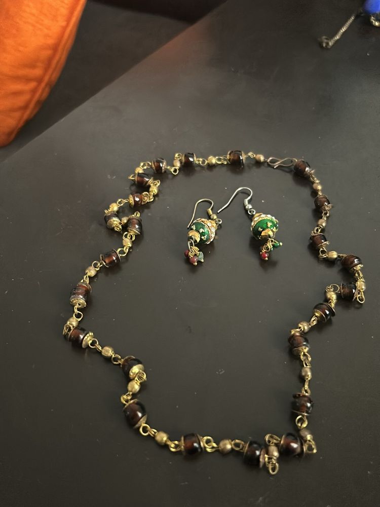 Necklace- Brown And Golden Designed
