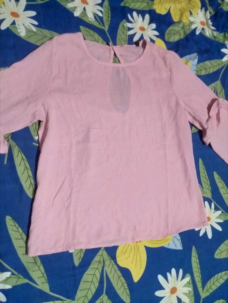 Blush Pink Bell Sleeve Top