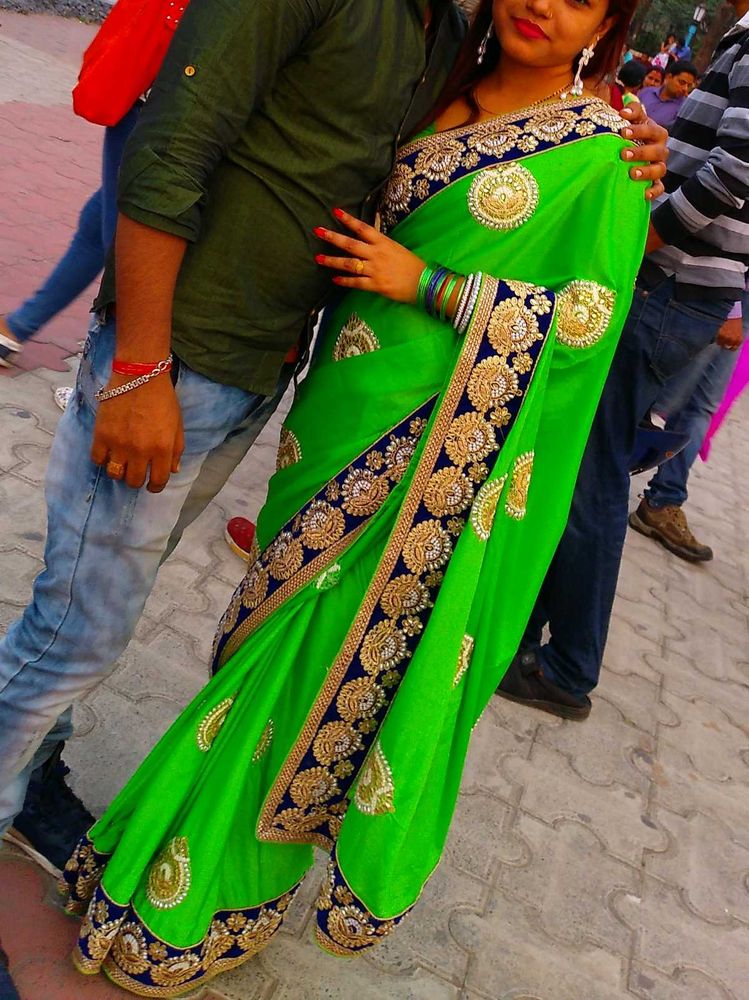 Green Embroidered Saree