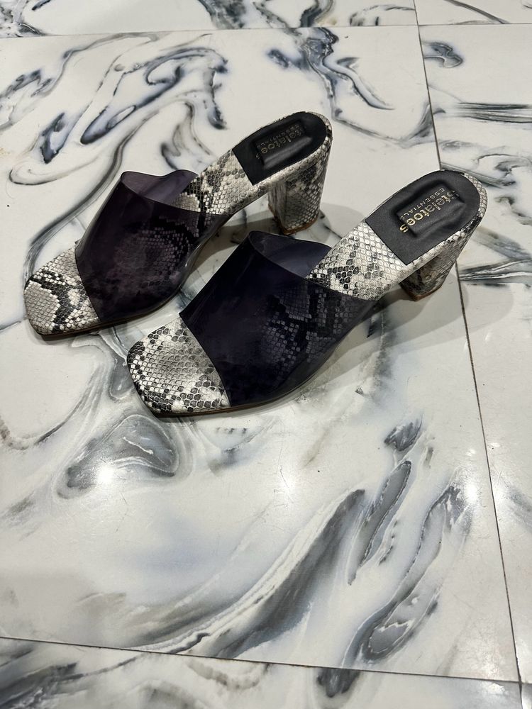 Black And White Block Heels