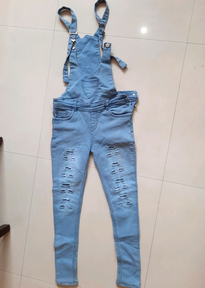 WOMEN&#39;S BLUE DENIM DUNGAREES
