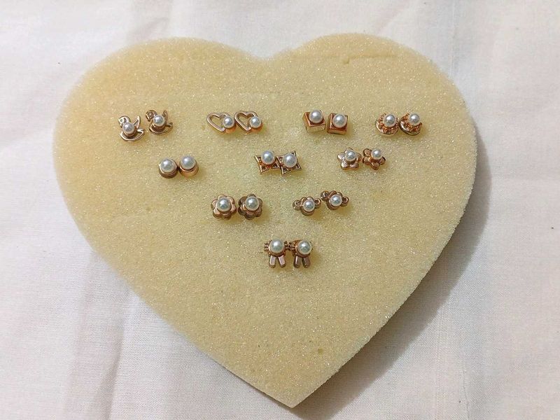 10 Set Pearl Stud Earrings