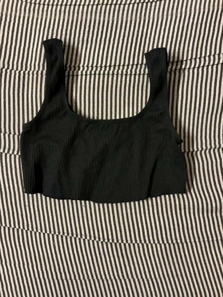 Black Ribbed Tank Top