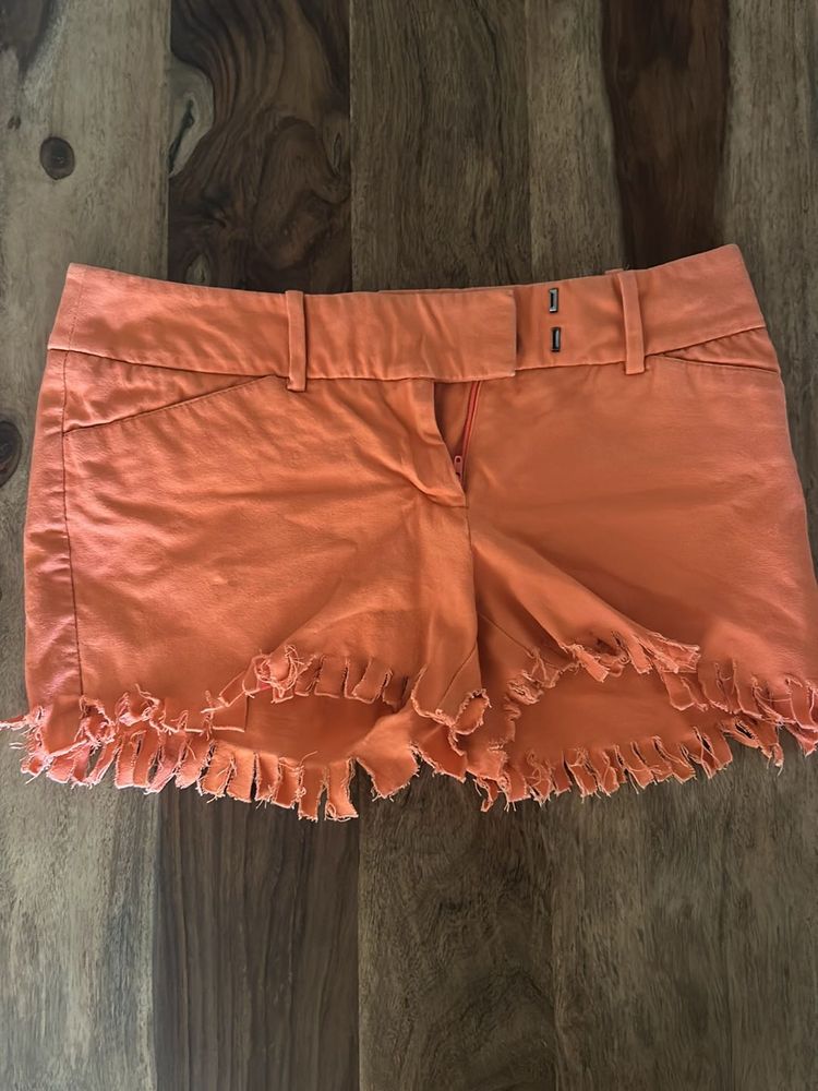 Strechable Trending Orange Frill Shorts