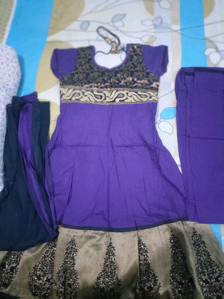 Traditional Anarkali Kurta, Bottom &amp; Dupatta Set.