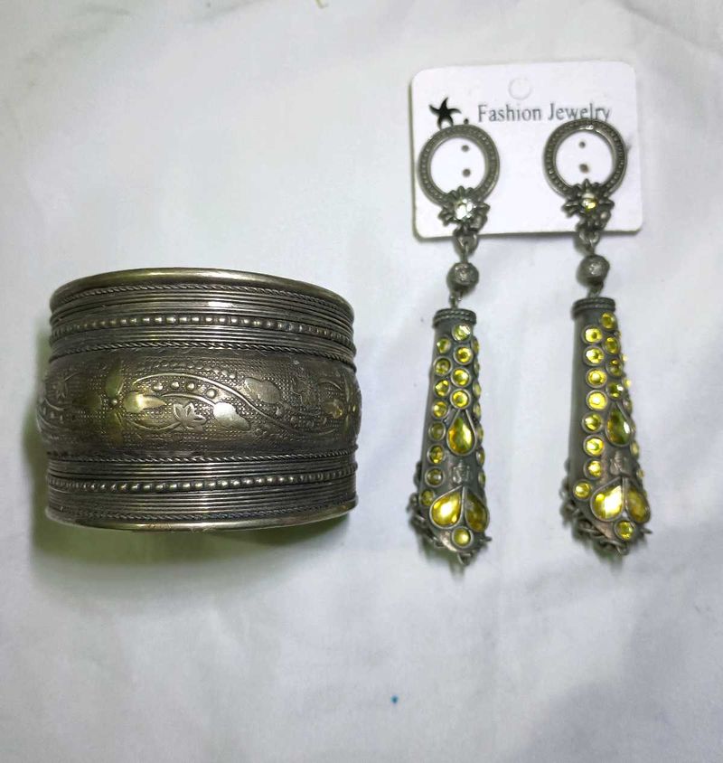 ethnic black oxidised filigree earrings &amp; bangle