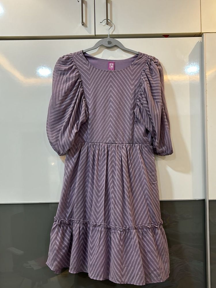 Serene Lavender Dobby pattern mini dress