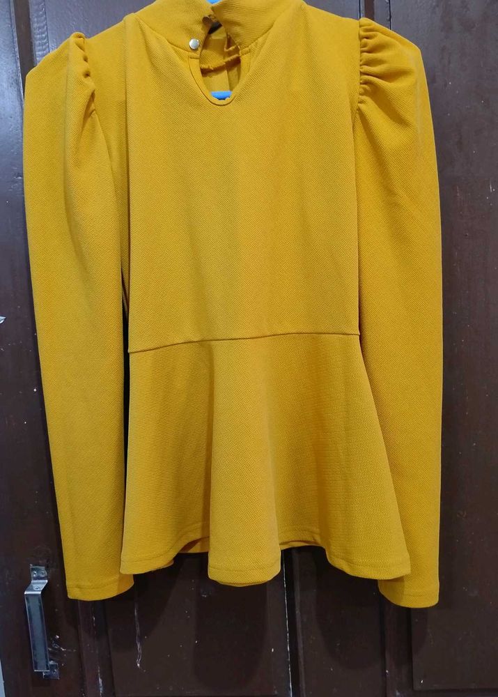 Mustard Peplum Top