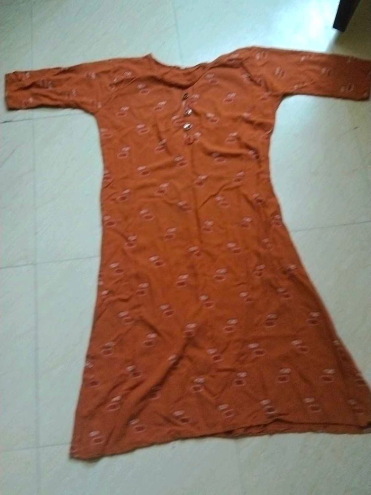 Orange Printed Kurta