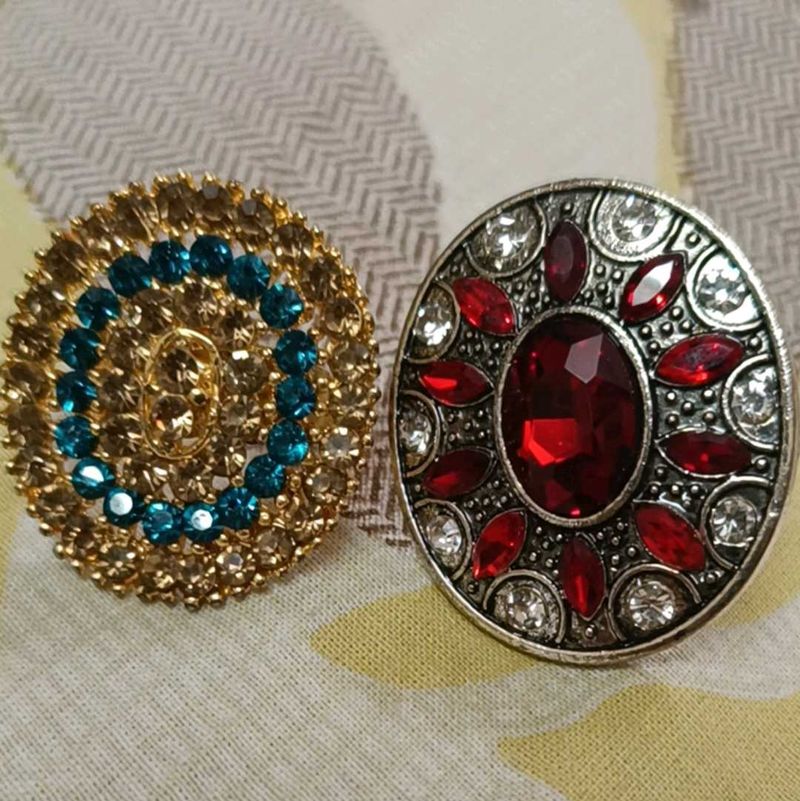Red  Gemstone and blue diamond ring