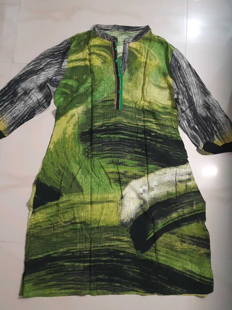 Green Abstract Print Kurti