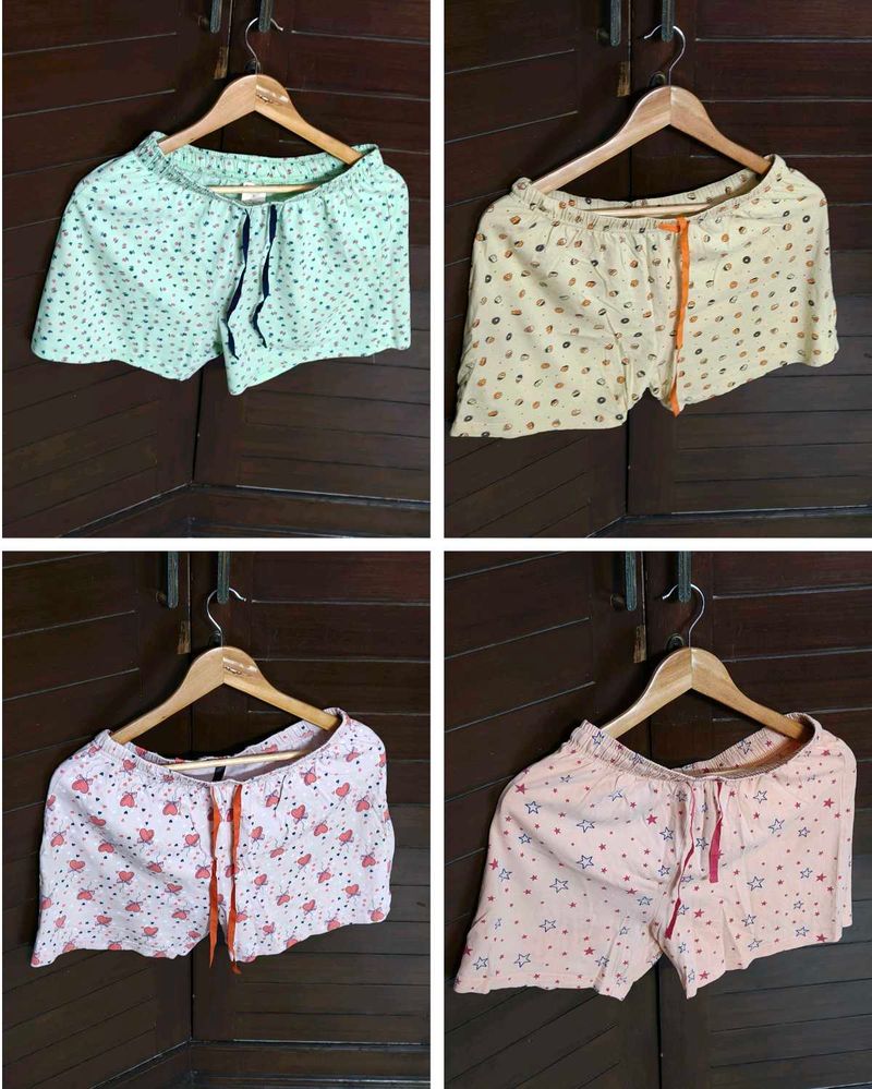 Cute Patterned Lounge Shorts - Set of Four