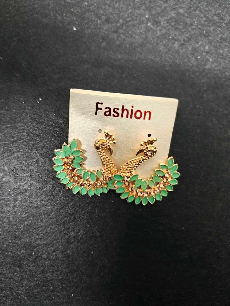 Green Peacock Earrings