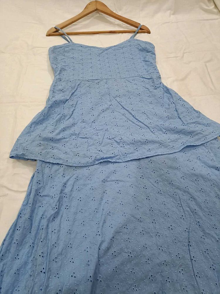 Blue Cotton Maxi Dress