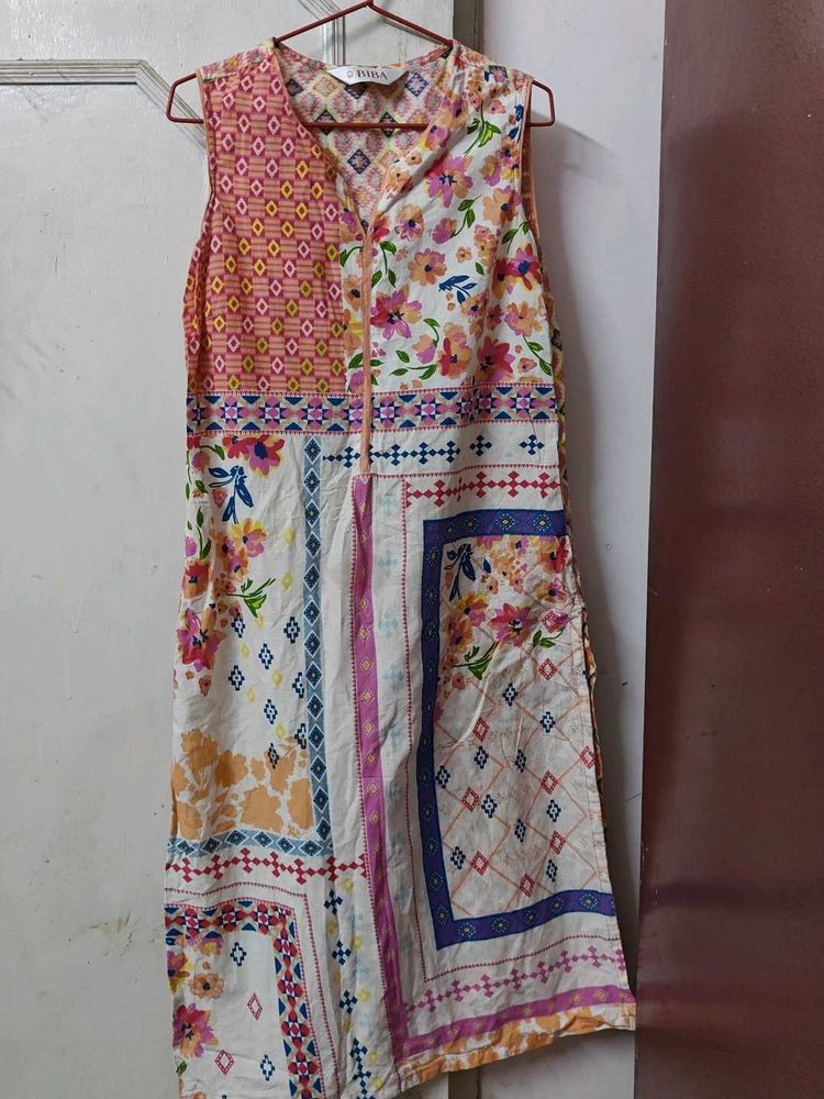 Biba Multicolour Sleeveless Kurta