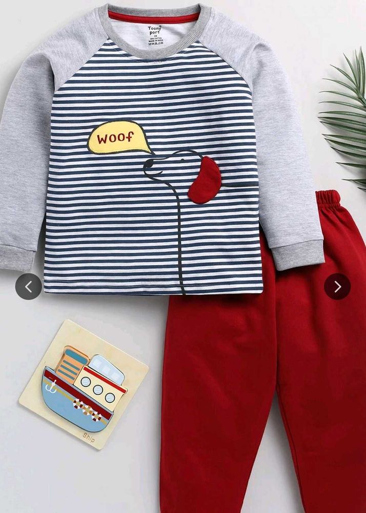 Cute Dog Print Kids Outfit