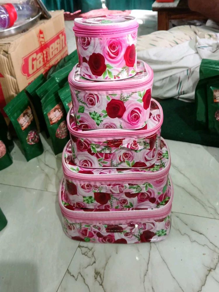Floral Cosmetic Bag Set 5
