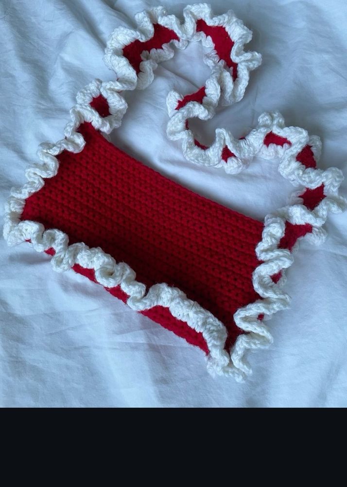 Crochet Red And White Bag