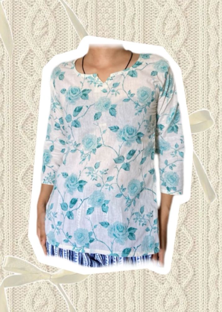 Floral Print Short Kurti