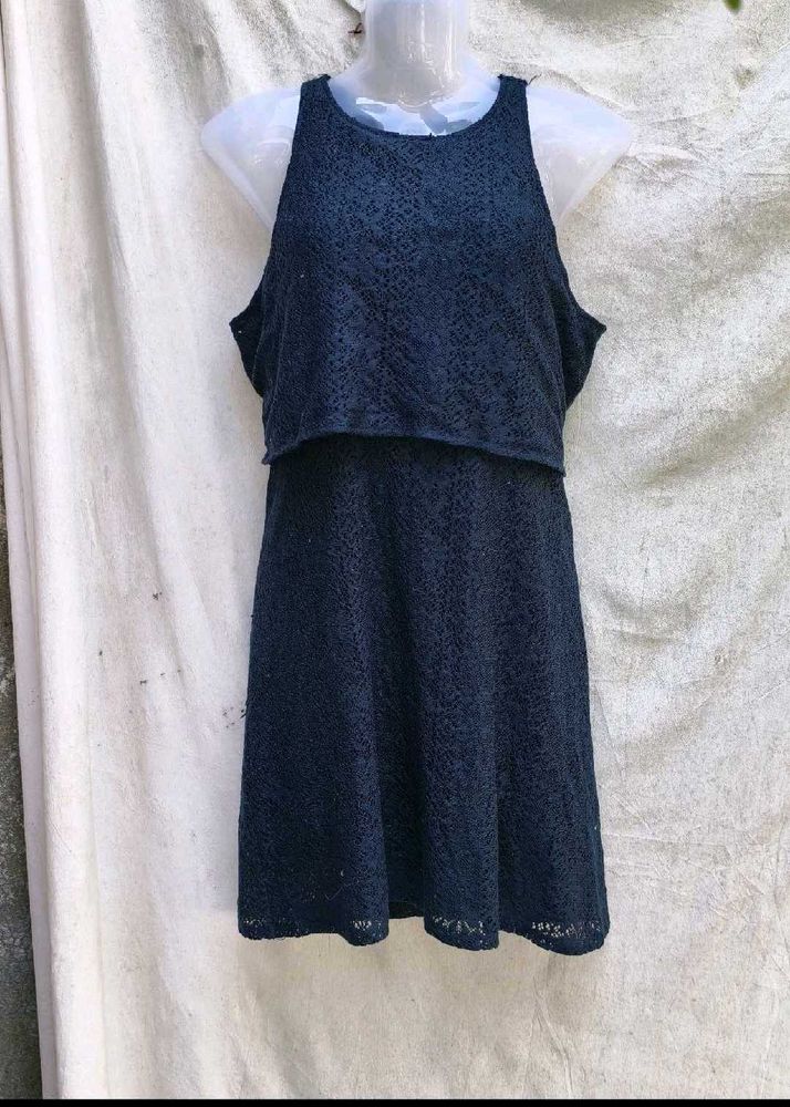 Navy Blue Lace Mini Dress