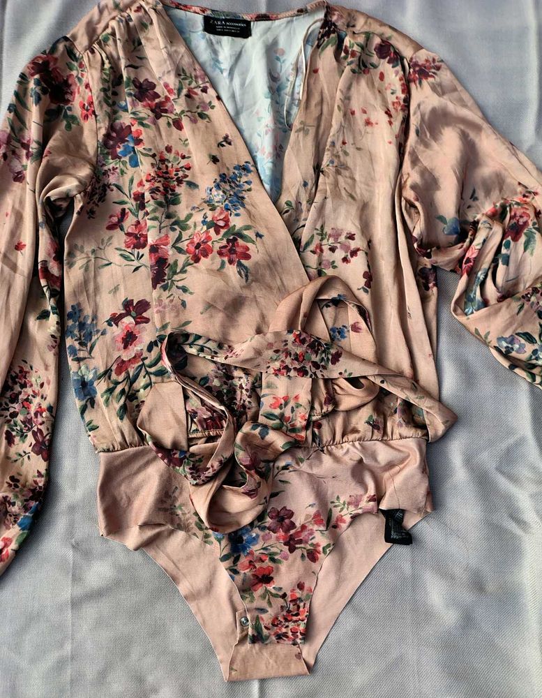 Floral Wrap Bodysuit